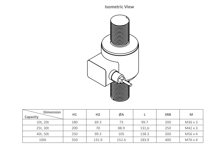 Zemic BM14D Dimension Isometric View and Table Loadcell.ae