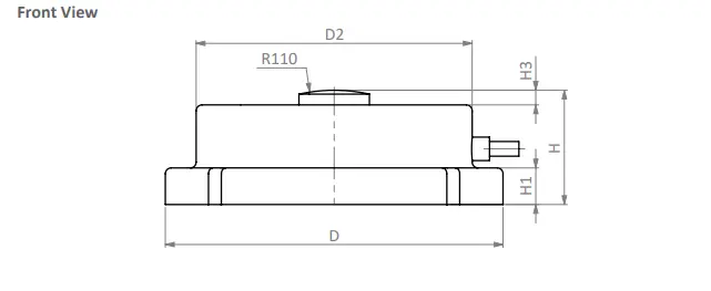 Zemic H2F Dimensions Front View Loadcell.ae