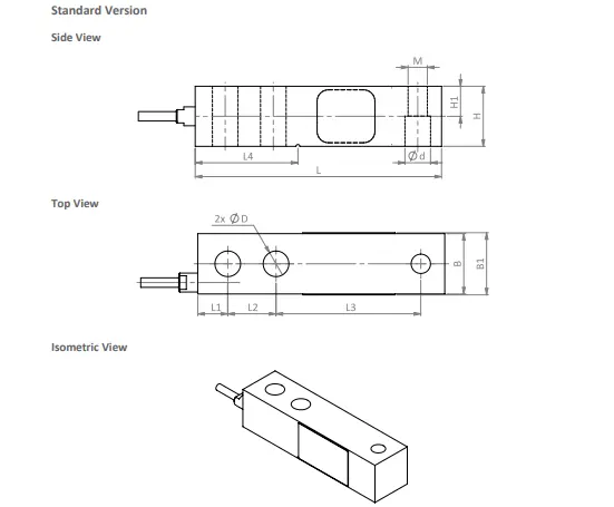 Zemic H8C Dimensions Standard Version Loadcell.ae